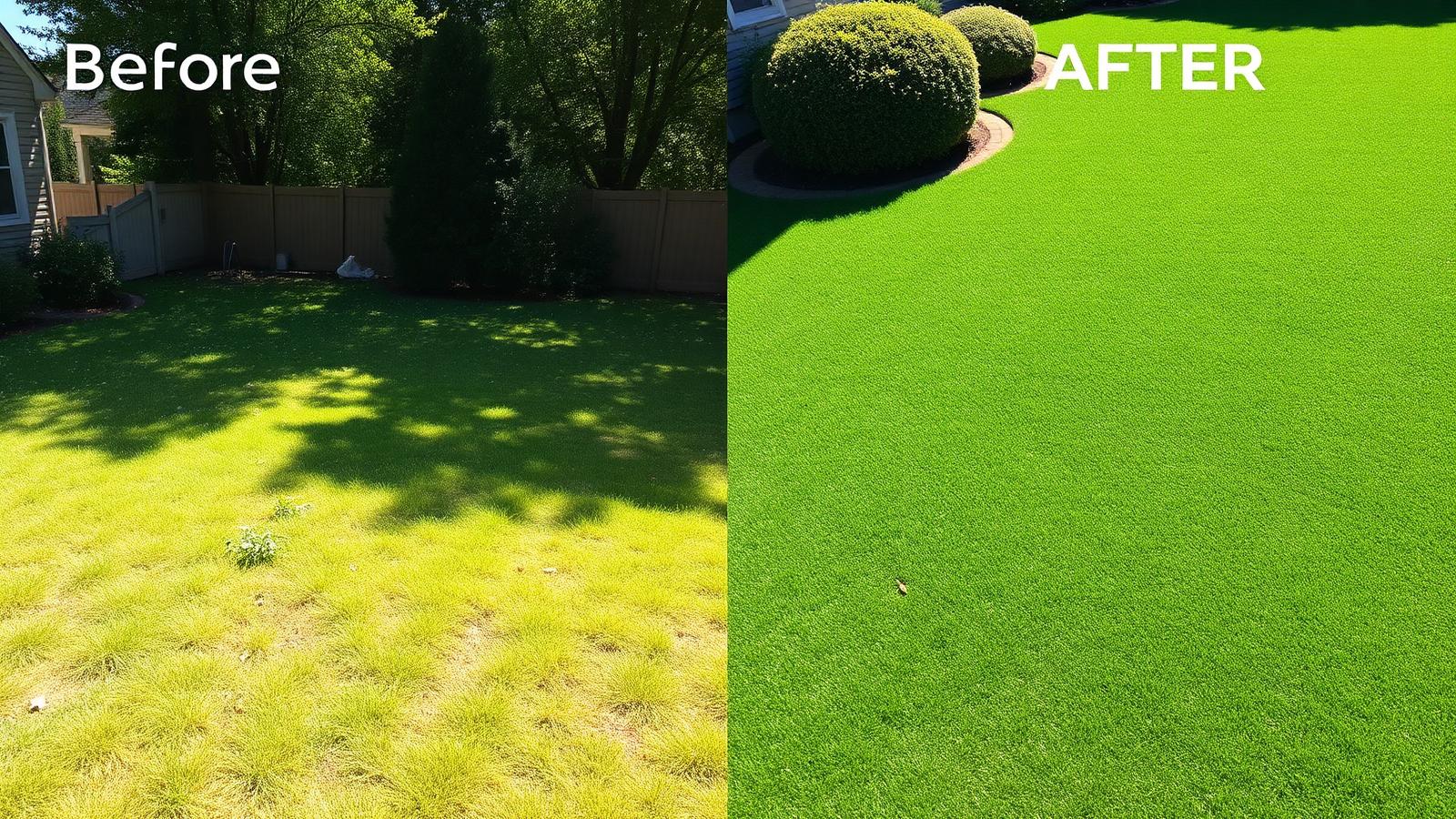 Before and after lawn transformation by Trejo Landscaping