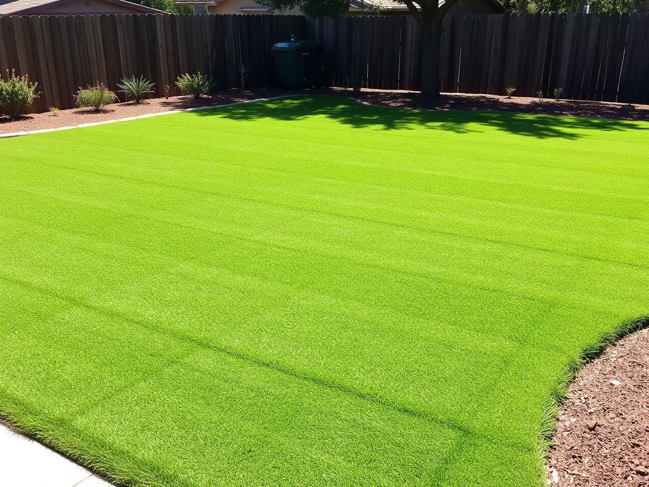 Newly installed sod backyard