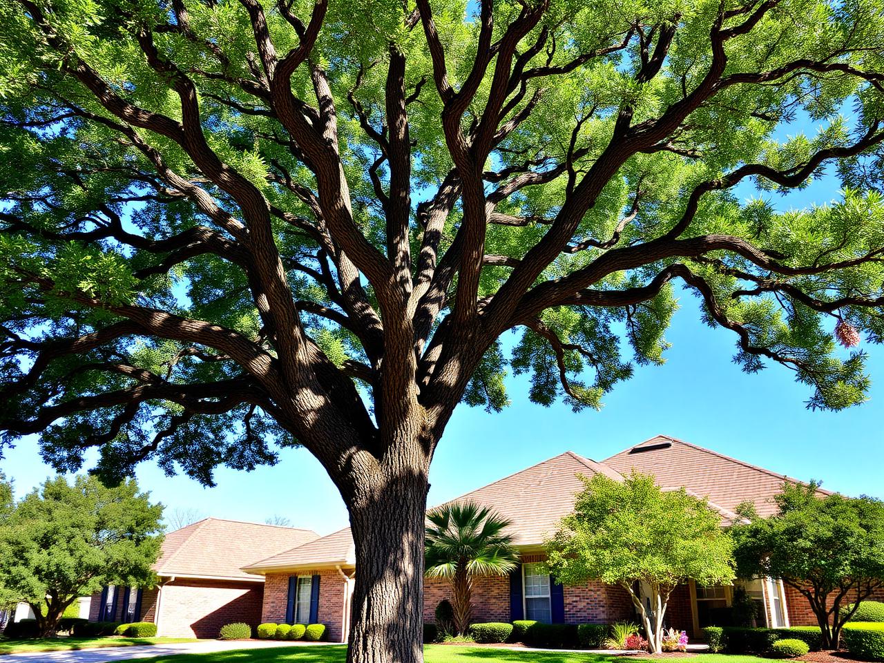 Professionally trimmed mature oak tree